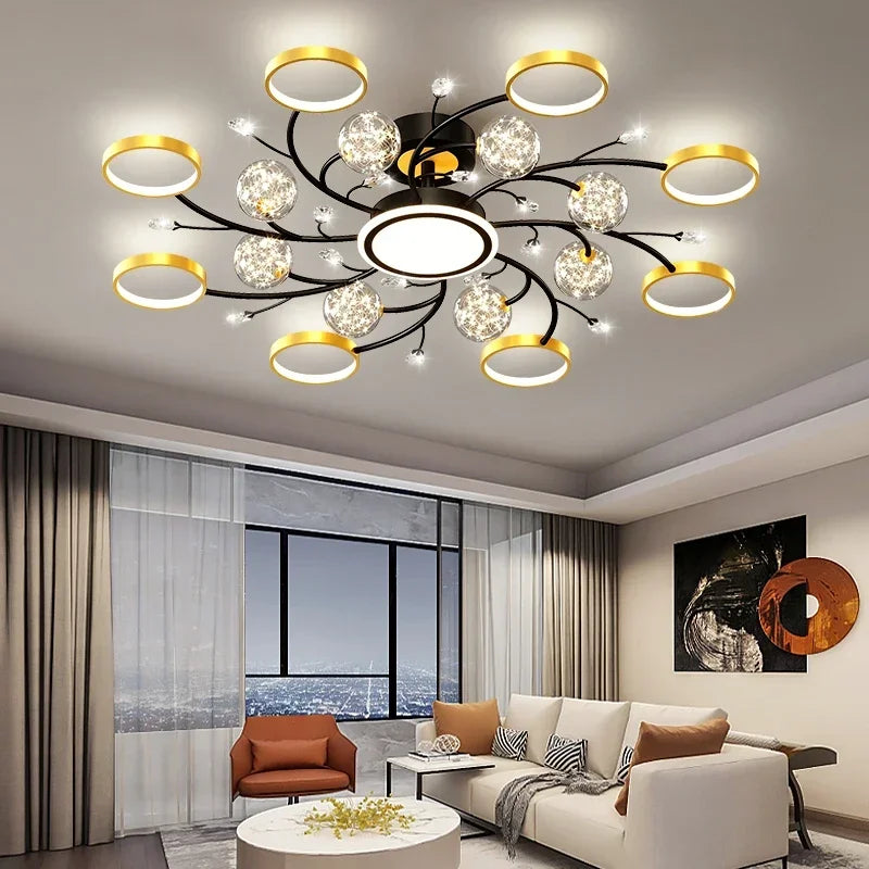 Artpad Modern Star Moon Ceiling Light Fixture | Romantic LED Chandelier for Bedroom & Living Room