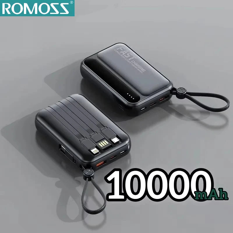 High-Capacity Power Bank 120W – Built-in 4 Cables, Digital Display (10000mAh / 30000mAh / 50000mAh)