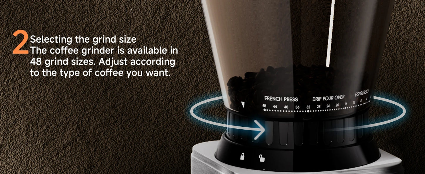 Biolomix Electric Burr Coffee Grinder – 48-Step Precision Espresso Grinder
