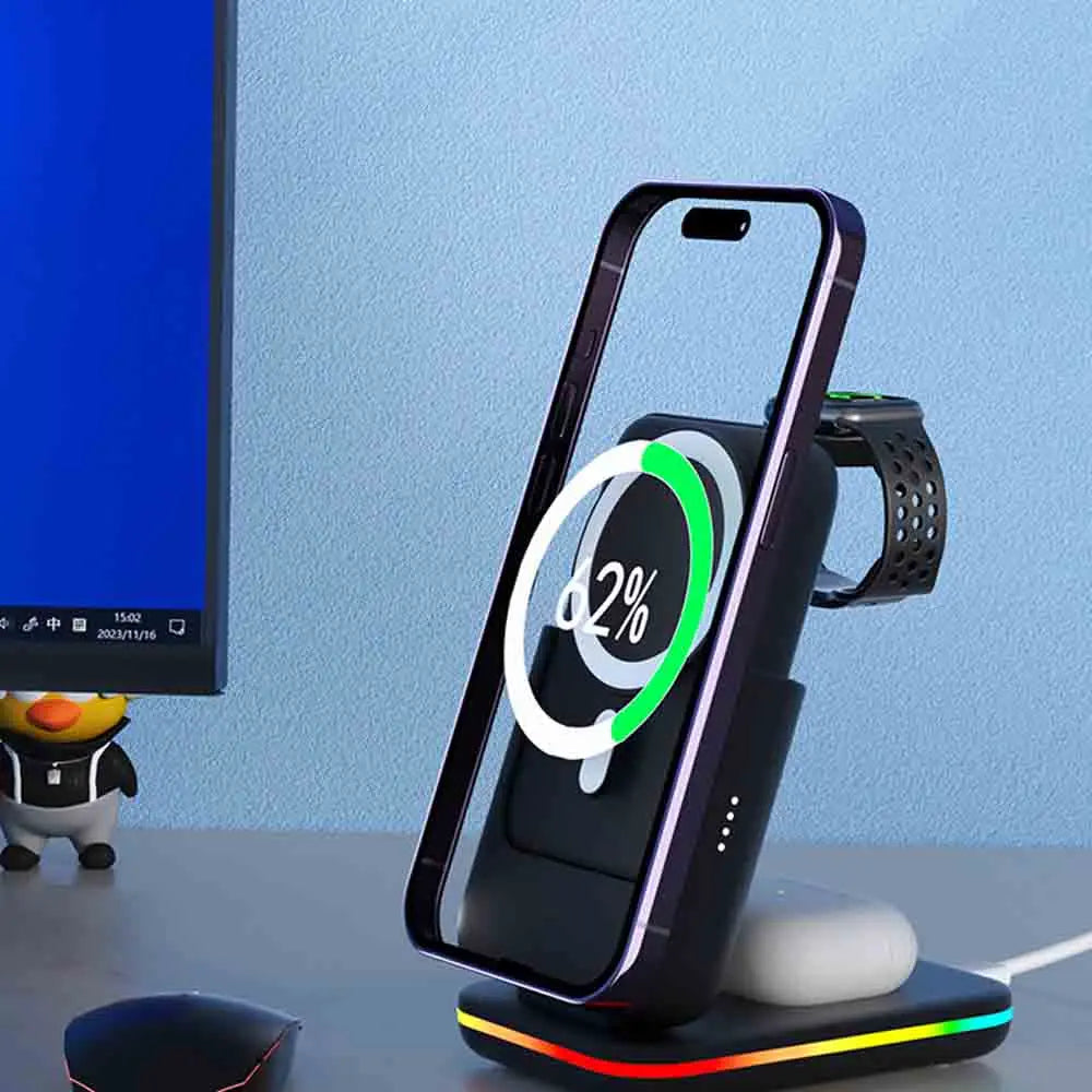 Portable Wireless Power Bank 23W – Magnetic Fast Charge for iPhone, AirPods & Apple Watch