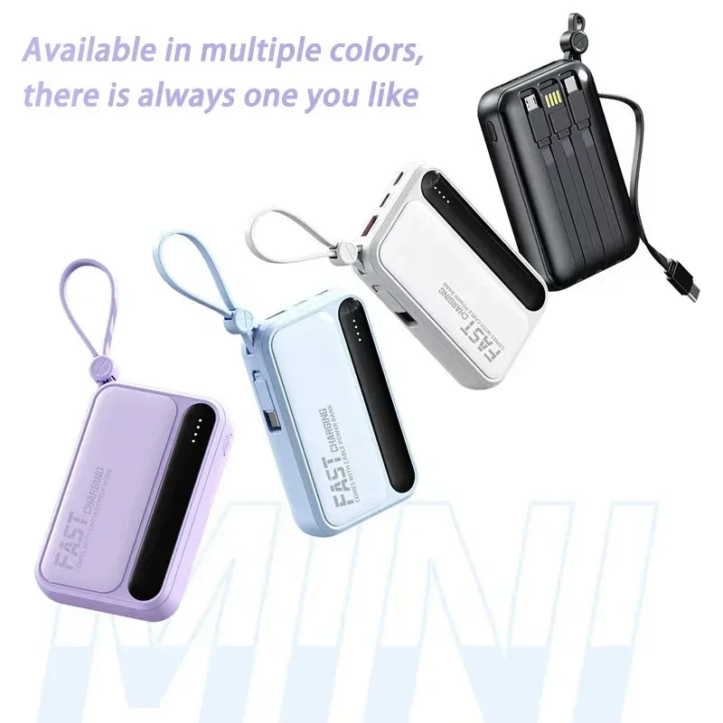 High-Capacity Power Bank 120W – Built-in 4 Cables, Digital Display (10000mAh / 30000mAh / 50000mAh)