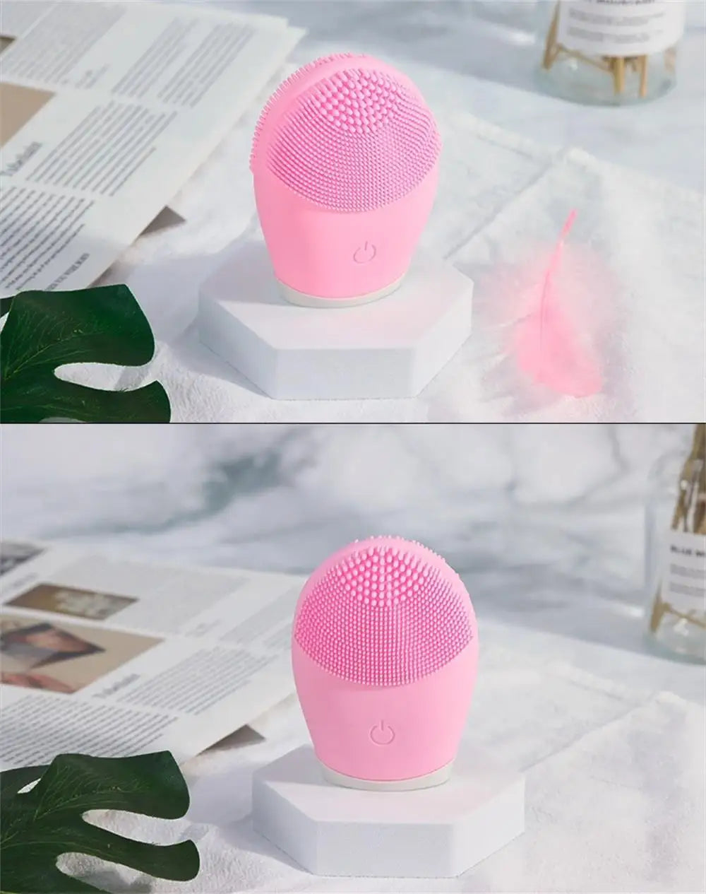 Electric Silicone Facial Cleansing Brush – High-Frequency Vibration Deep Clean & Massage Tool