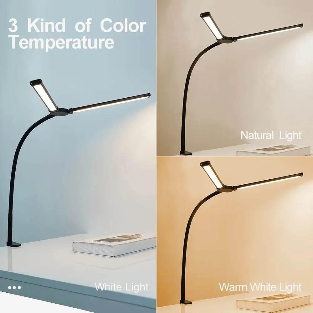 ALTCHIHYQ Double-Head LED Desk Lamp | 80cm Wide, Remote Control, 5-Level Dimming