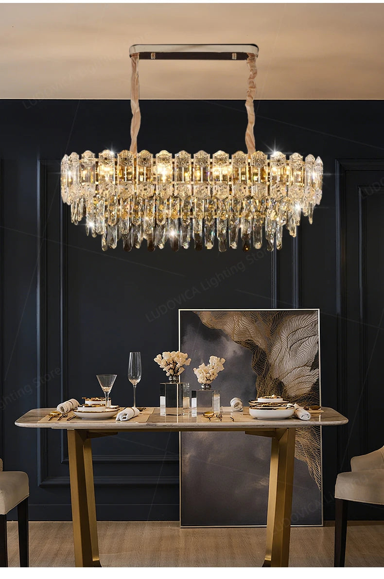 LUDOVICA Crystal LED Chandelier | Elegant Pendant Light for Bedroom & Dining
