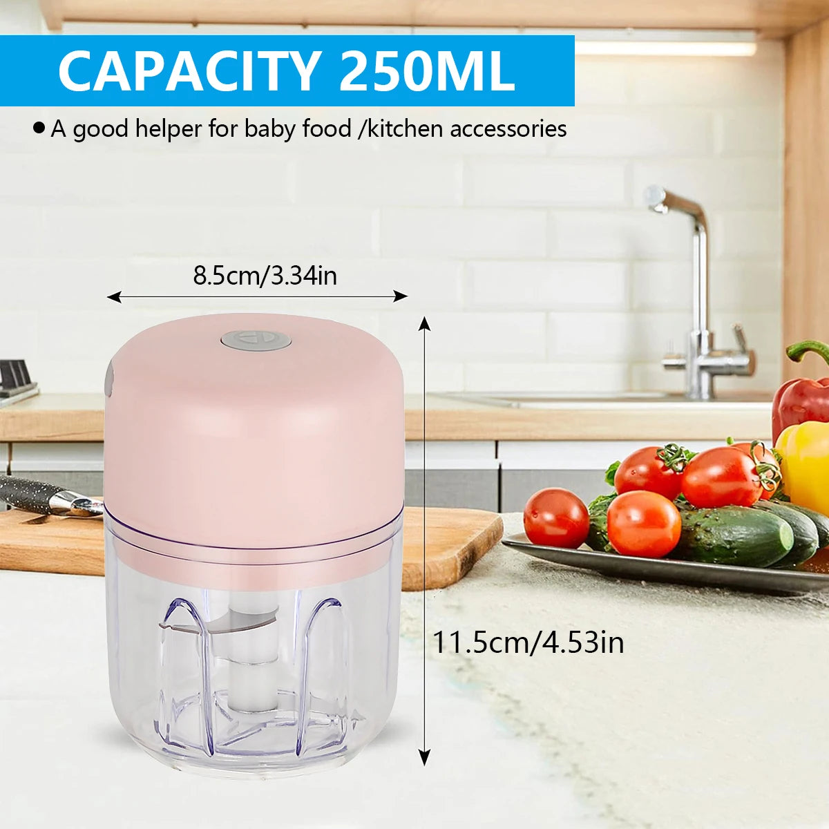 MOBEM Mini Electric Food Chopper – Wireless Garlic & Vegetable Chopper, USB Rechargeable