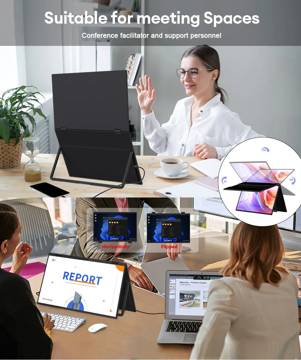 ZEUSLAP Z15W 15.6″ Dual Portable Monitor | FHD 1080P IPS | 100% sRGB | Thunderbolt/USB-C Foldable Screen