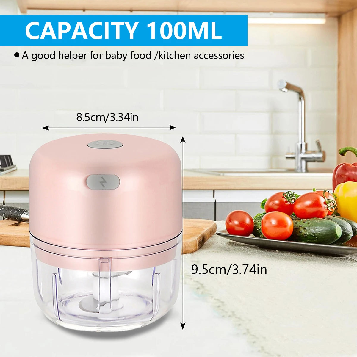 MOBEM Mini Electric Food Chopper – Wireless Garlic & Vegetable Chopper, USB Rechargeable