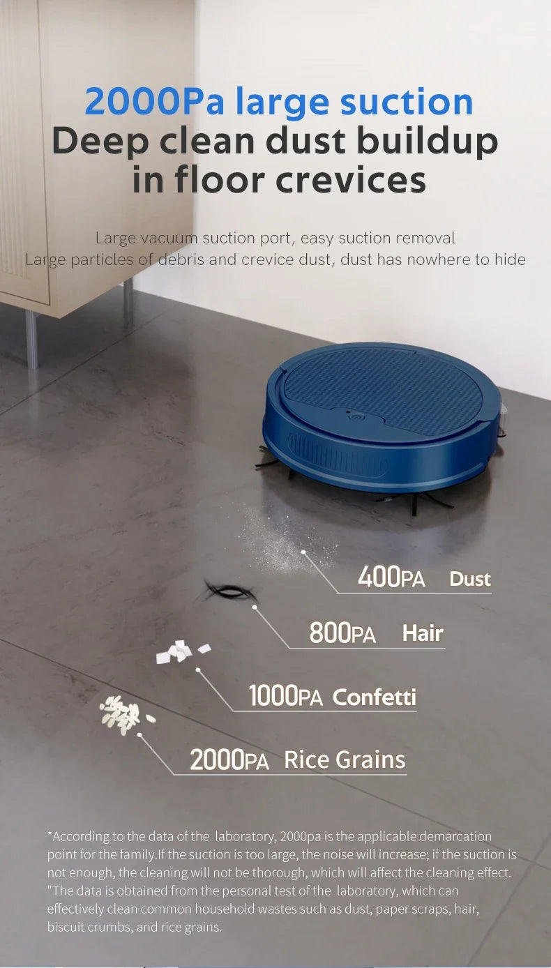 OBOW AI Smart Robot Vacuum & Mop – 2000Pa Suction, App Control, 80-Min Runtime