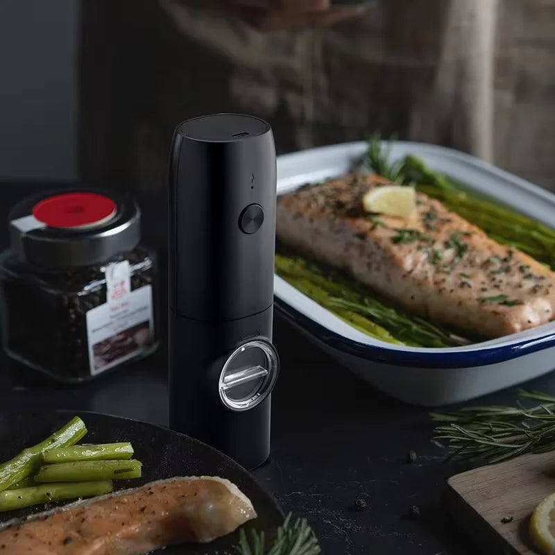 OLOEY Rechargeable Electric Salt & Pepper Grinder Set – Adjustable Coarseness with LED & Charging Base