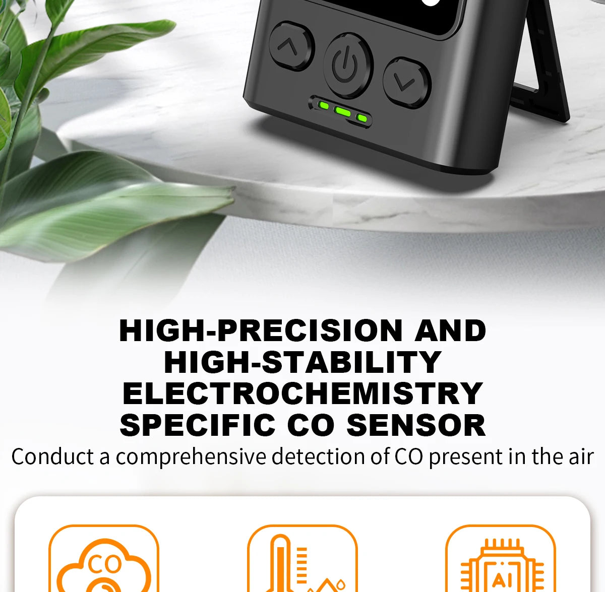 Portable Carbon Monoxide Detector with LCD Display, 85dB Alarm, Temp & Humidity Monitor, USB-C Rechargeable