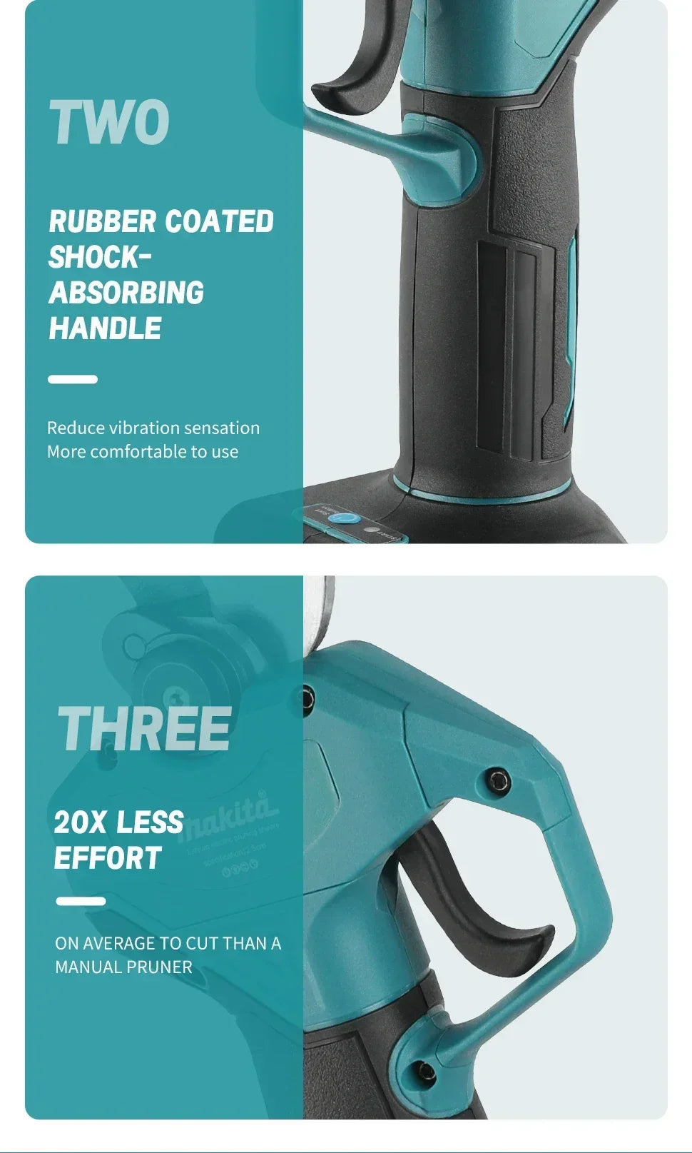 Makita Cordless Electric Pruning Shears 18V – Brushless Motor, SK5 Steel Blade, LCD Display