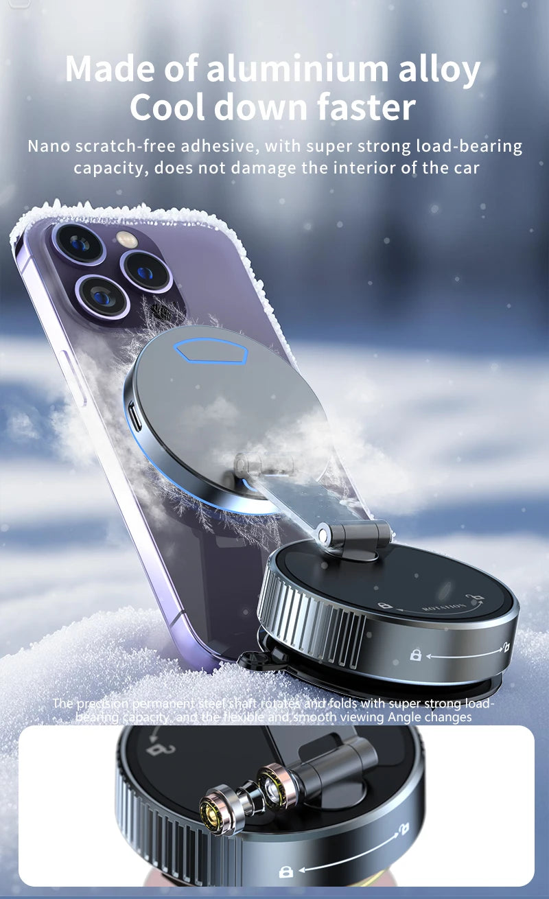Aluminium Magnetic Car Holder with Wireless Charging – iPhone Compatible