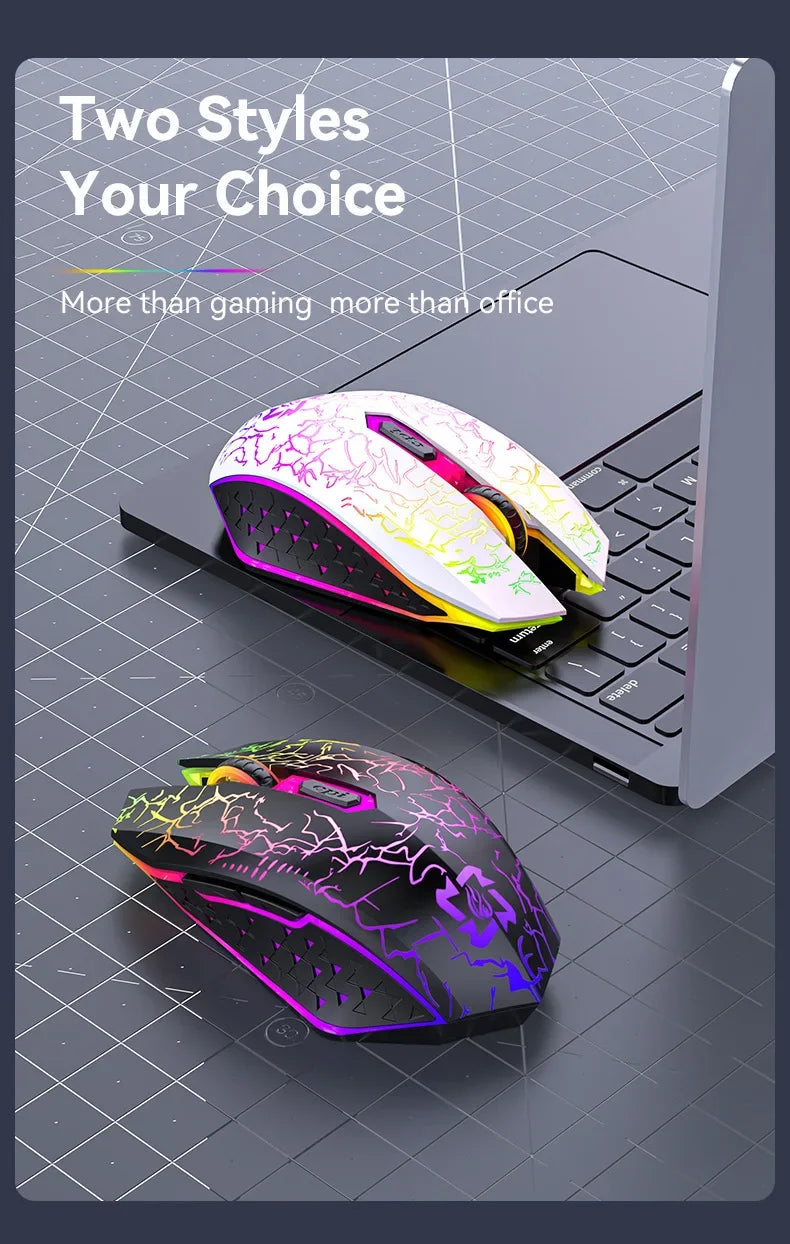 Bluetooth 5.2 & 2.4G Wireless Gaming Mouse – Rechargeable, Silent Click, 6-Button