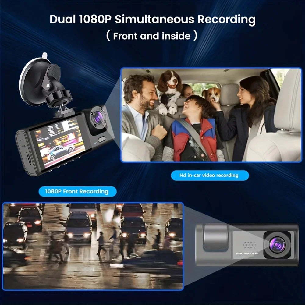 Baideluo Dual / Triple Lens Dash Cam – Front, Cabin & Rear Car DVR with Night Vision