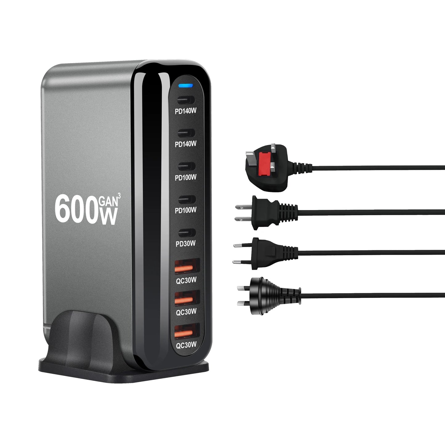 GaN Fast Charger 140W – USB-C PD 3.0 Multi-Port Desktop Charger
