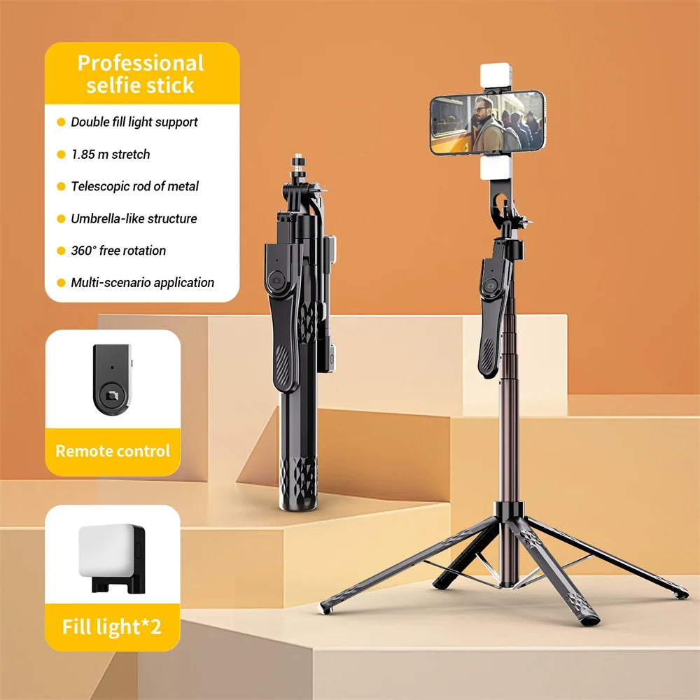 1.85m Bluetooth Selfie Stick with Tripod & Wireless Remote