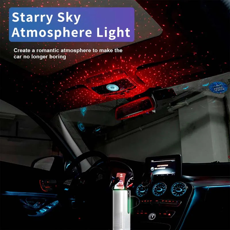Smart Car Air Purifier with 30 Million Negative Ions & Ambient Star Light – USB Plug-In Deodorizer