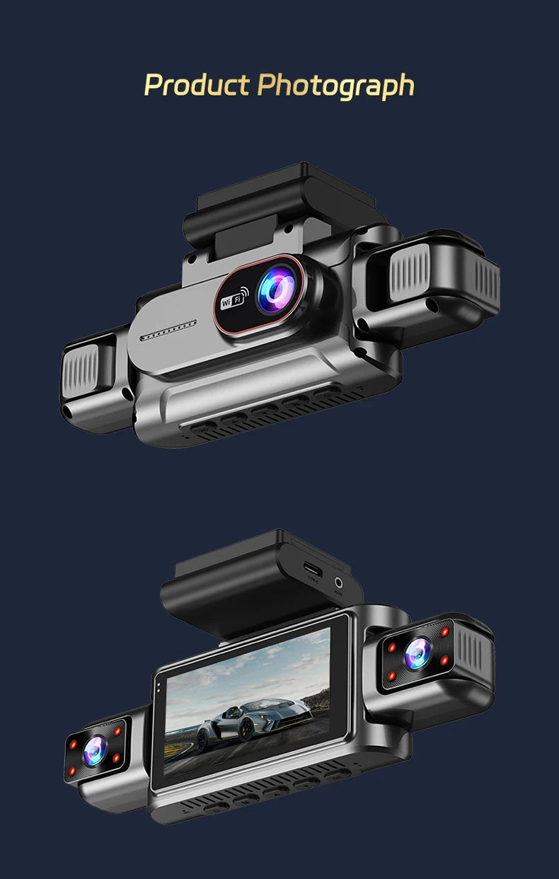 360° 4-Lens Dash Cam 1080P – WiFi Car DVR with Night Vision & Loop Recording