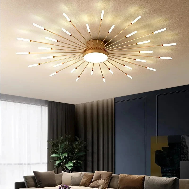 AuroraRealm Modern Black LED Ceiling Light | Large Diameter, Remote Control