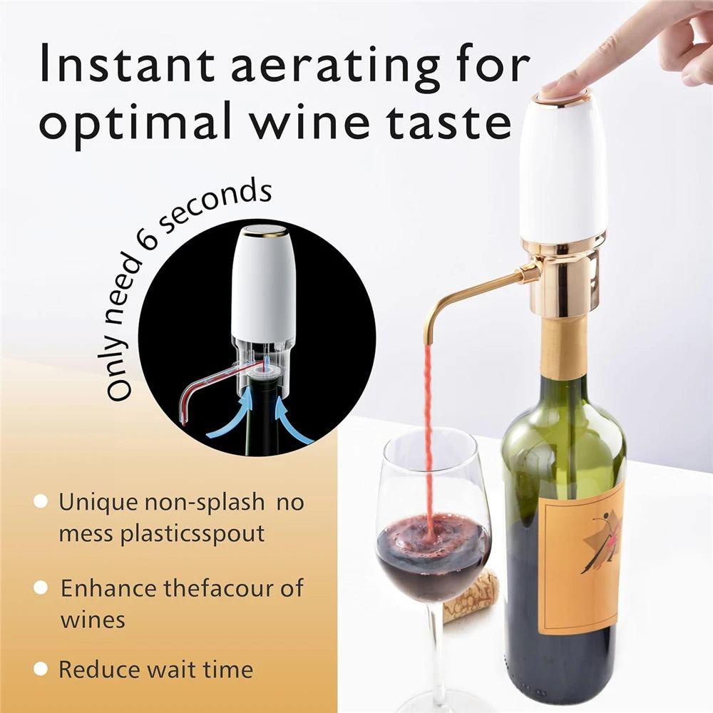 Electric Wine Decanter & Aerator – Instant USB Rechargeable Automatic Wine Pourer for Home Bar