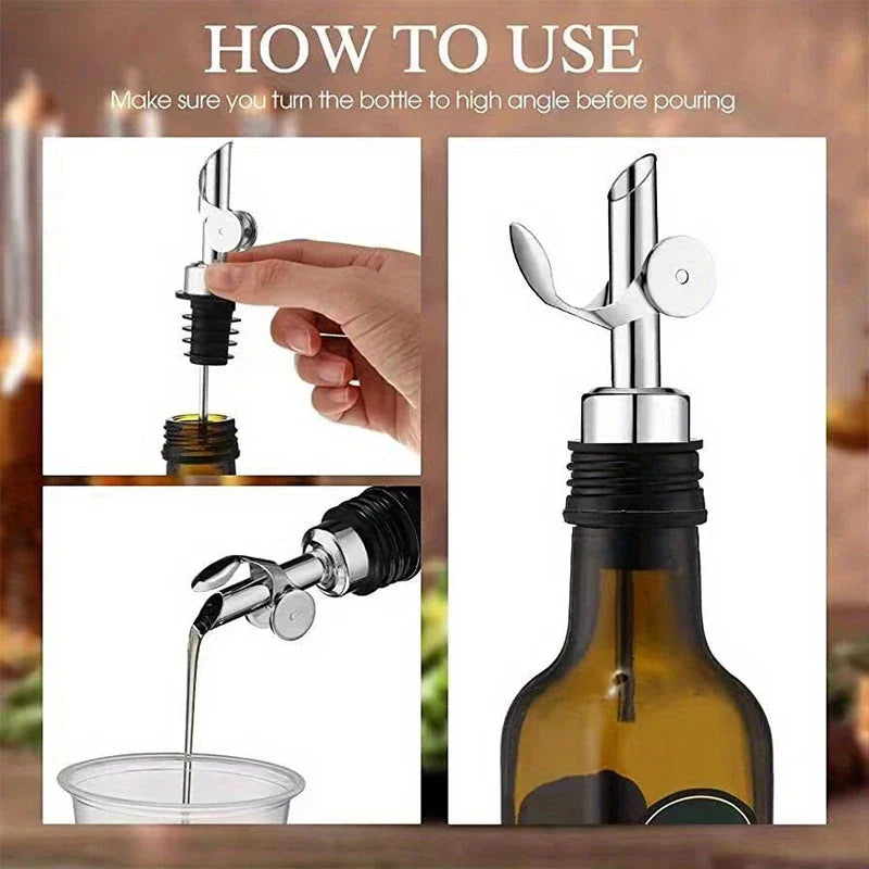 304 Stainless Steel Olive Oil Pourer Stopper – Auto Open Wine Vinegar Bottle Spout