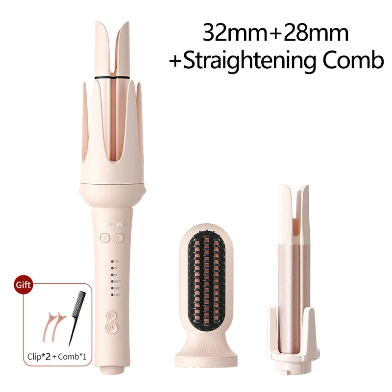Automatic Rotating Hair Curler – 32mm Ceramic Wave Curling Iron with Interchangeable Barrels