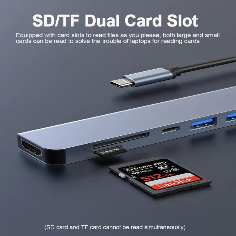 USB-C Hub to 4K HDMI Adapter – 5-in-1 Type-C Dock with PD Charging & Card Reader