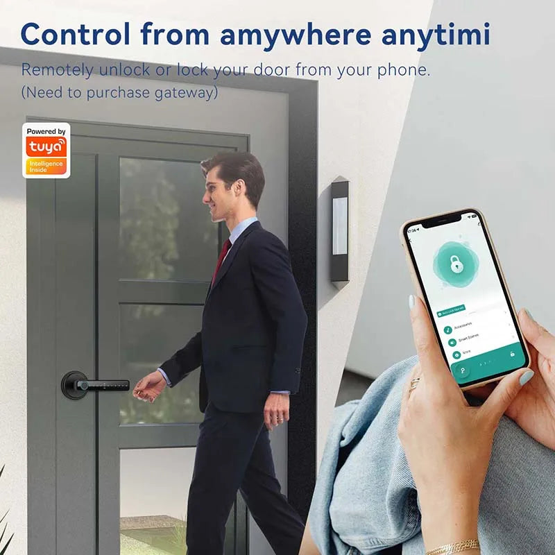 ZSF3 Smart Fingerprint Door Lock – Tuya Bluetooth App, Password & Key Unlock