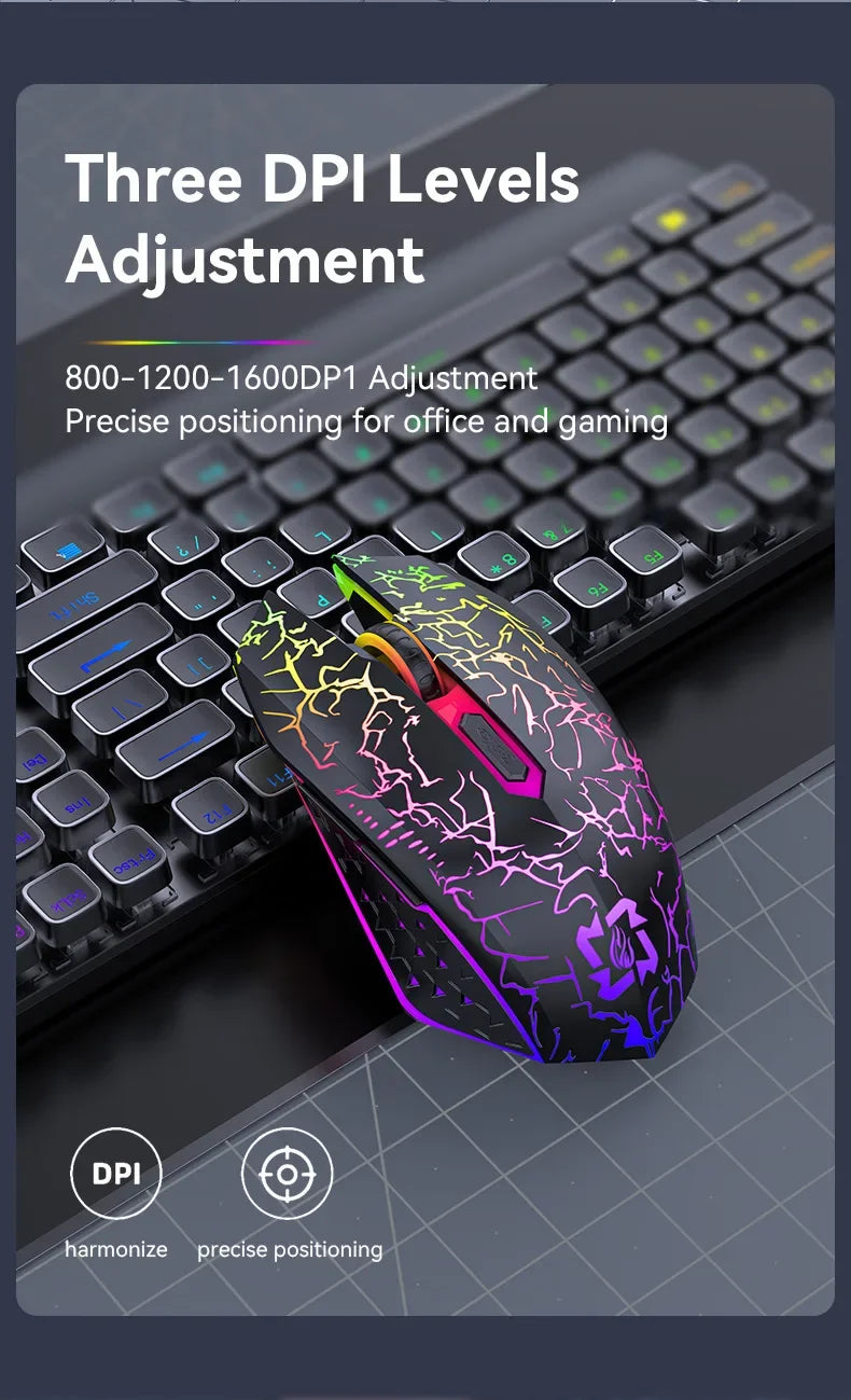 Bluetooth 5.2 & 2.4G Wireless Gaming Mouse – Rechargeable, Silent Click, 6-Button