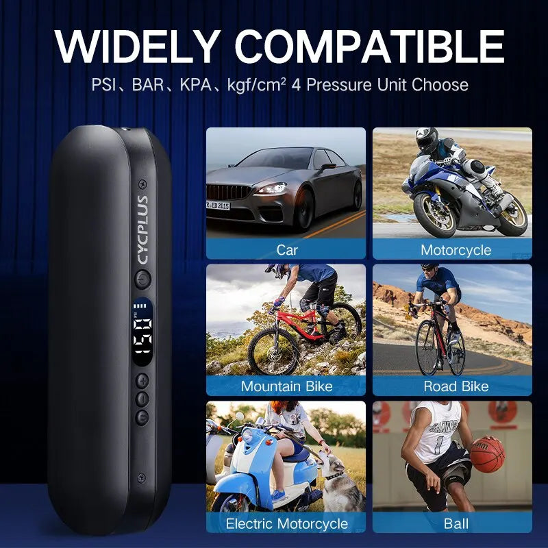 CYCPLUS Portable Air Pump 150PSI Smart Electric Inflator for Car, Bike, Motorcycle & Ball with Type-C Charging