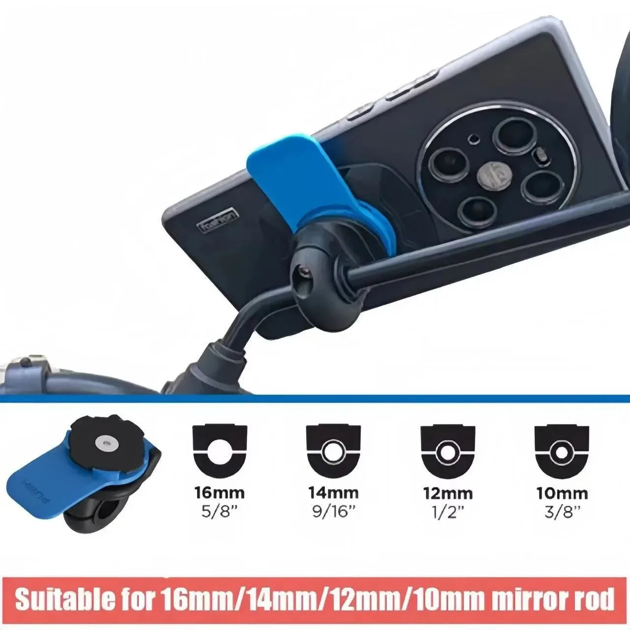 360° Rotating Bicycle & Motorcycle Phone Holder – Shockproof Rear-View Mirror Mount (4.7–7.2″)