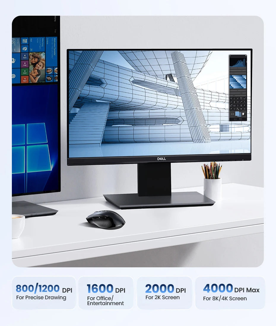 UGREEN MU006 Wireless Mouse – Bluetooth 5.0 & 2.4G, 4000 DPI, Silent Ergonomi