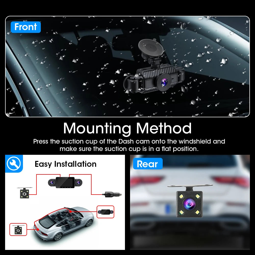 srnubi 4K Dual Dash Cam – Front & Rear Car DVR with Touch Screen, Night Vision & Parking Monitor
