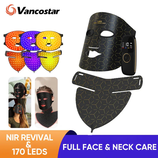 Vancostar Infrared LED Face Mask with Near-Infrared 850nm – Rechargeable Face & Neck Skincare Beauty Device