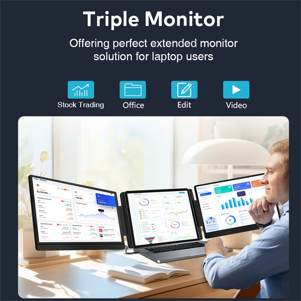 Rospider 14″ Portable Monitor – IPS Type-C, 1920×1080, Rotatable Swivel Display
