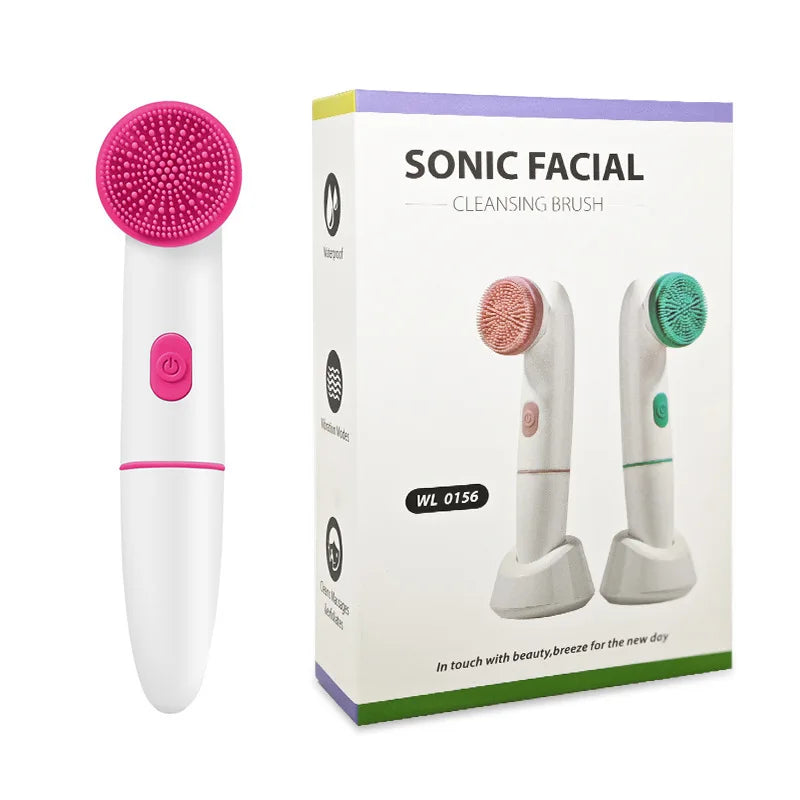 Miqmi Waterproof Sonic Facial Cleansing Brush – 2-in-1 Double Head Silicone Pore Cleaner