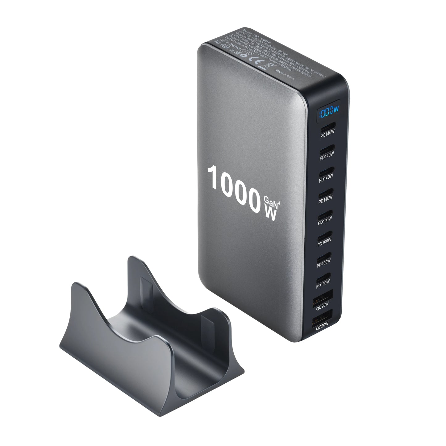 Ultra-Power 1000W GaN Desktop Charger – 10-Port Fast Charging Station