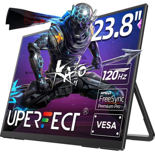 UPERFECT 23.8" QLED 120Hz Portable Monitor FHD IPS USB-C HDMI FreeSync VESA
