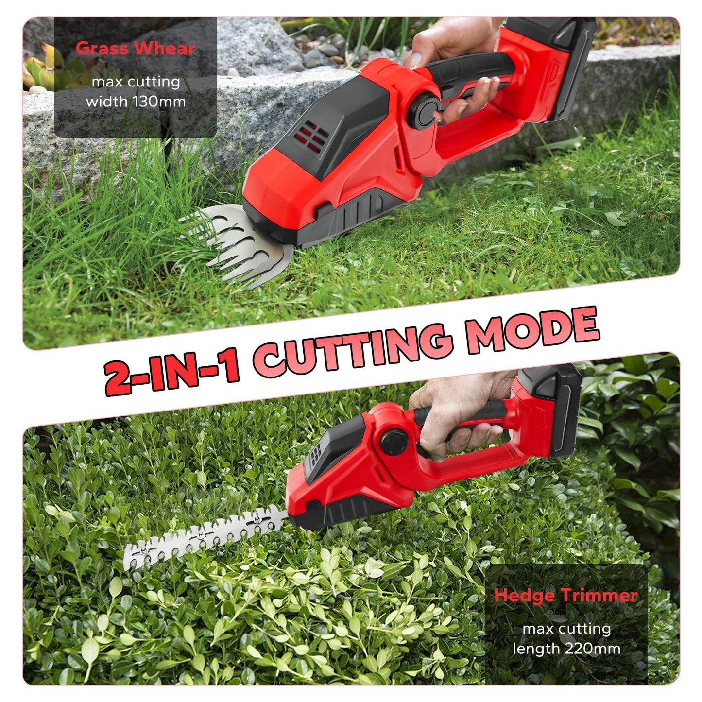 Cordless Hedge Trimmer 2-in-1 Electric Shrub Trimmer Kit Garden Tool for Milwaukee 18V Battery(No Battery)