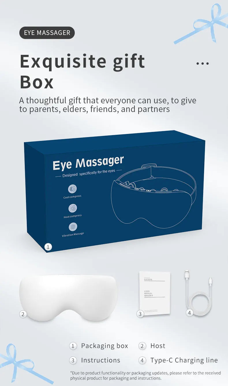 VIMYSHOW Heat & Cool Eye Massager – 12 Node Acupressure with Bluetooth Music