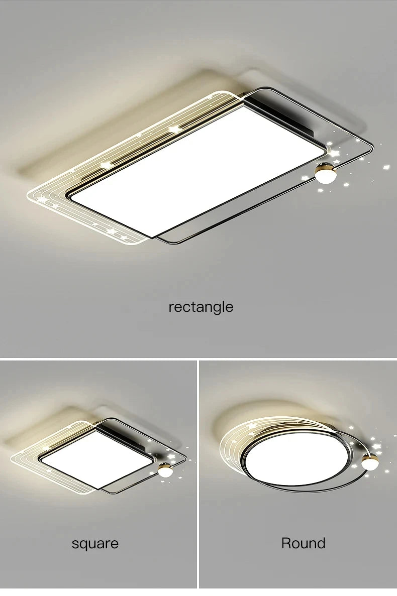 AuroraRealm Modern Ceiling Light with Remote | Gold LED Ceiling Lamp, 90–260V
