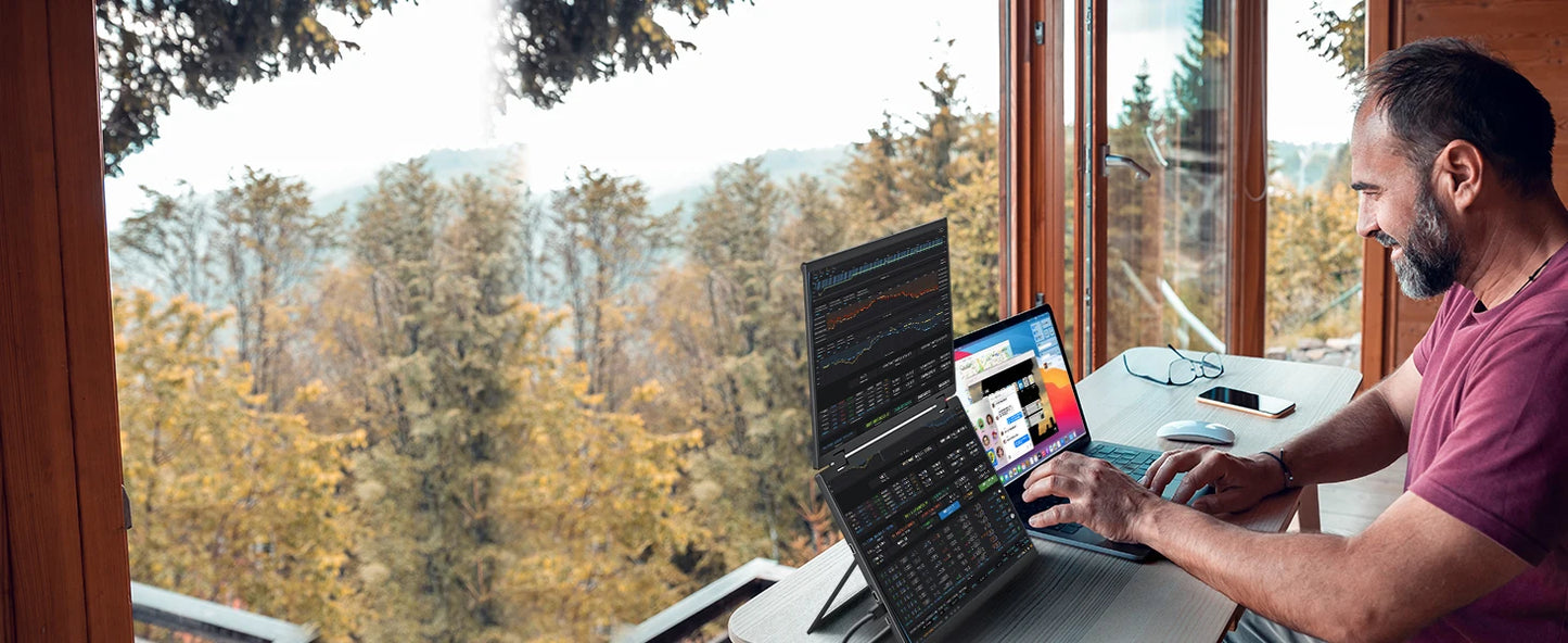 15.6″ Folding Dual Monitor | FHD IPS 1080P | USB-C Portable Display | Built-in Speakers