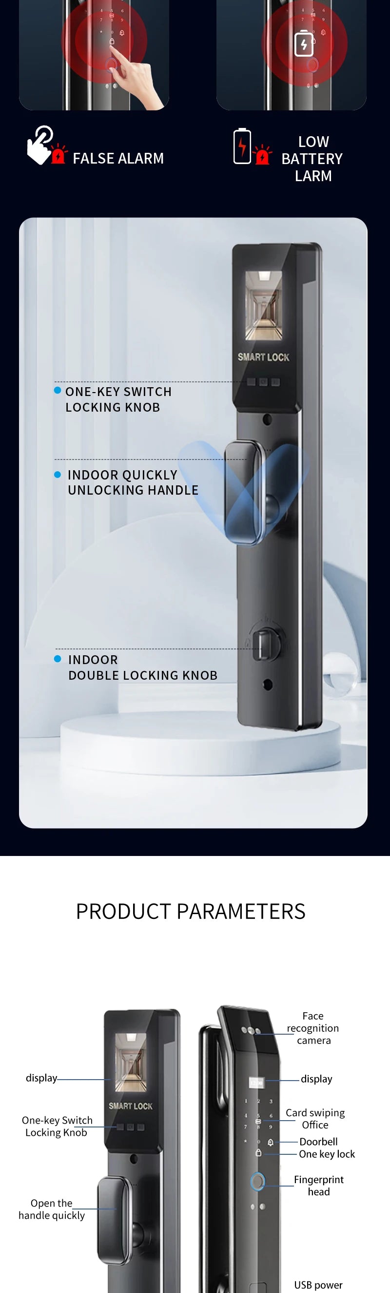 XSDTS D14-XF WiFi Smart Door Lock with Fingerprint & Built-In Doorbell – Tuya App Control