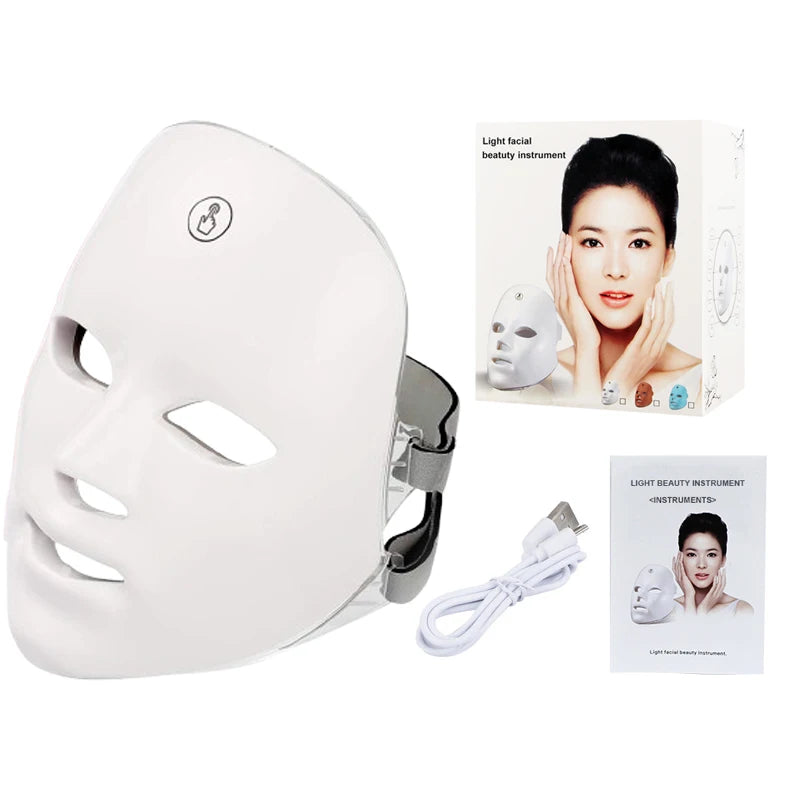 Windaily LED Face Mask with 7 Light Modes – Wireless USB Charging Beauty Therapy