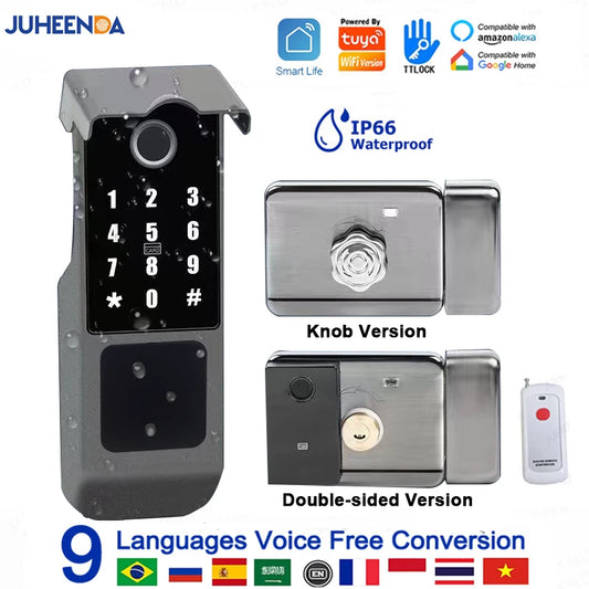 G23 Waterproof Smart Gate Lock – Fingerprint, Password, Card & Remote Unlock