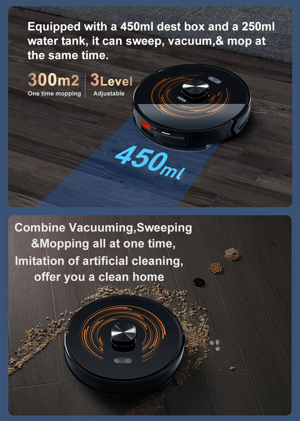 ABIR K30 Robot Vacuum Cleaner – 6500Pa LiDAR Smart Mapping, Self-Empty Station & Mop
