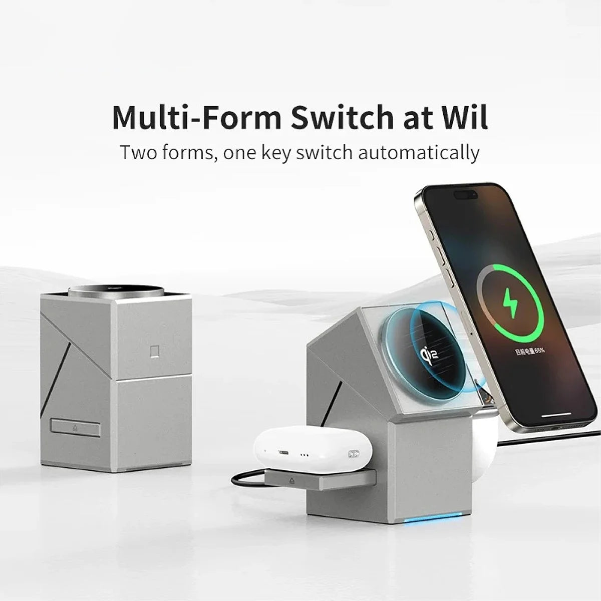 15W Qi2 Magnetic Wireless Charging Station for iPhone, Apple Watch & AirPods