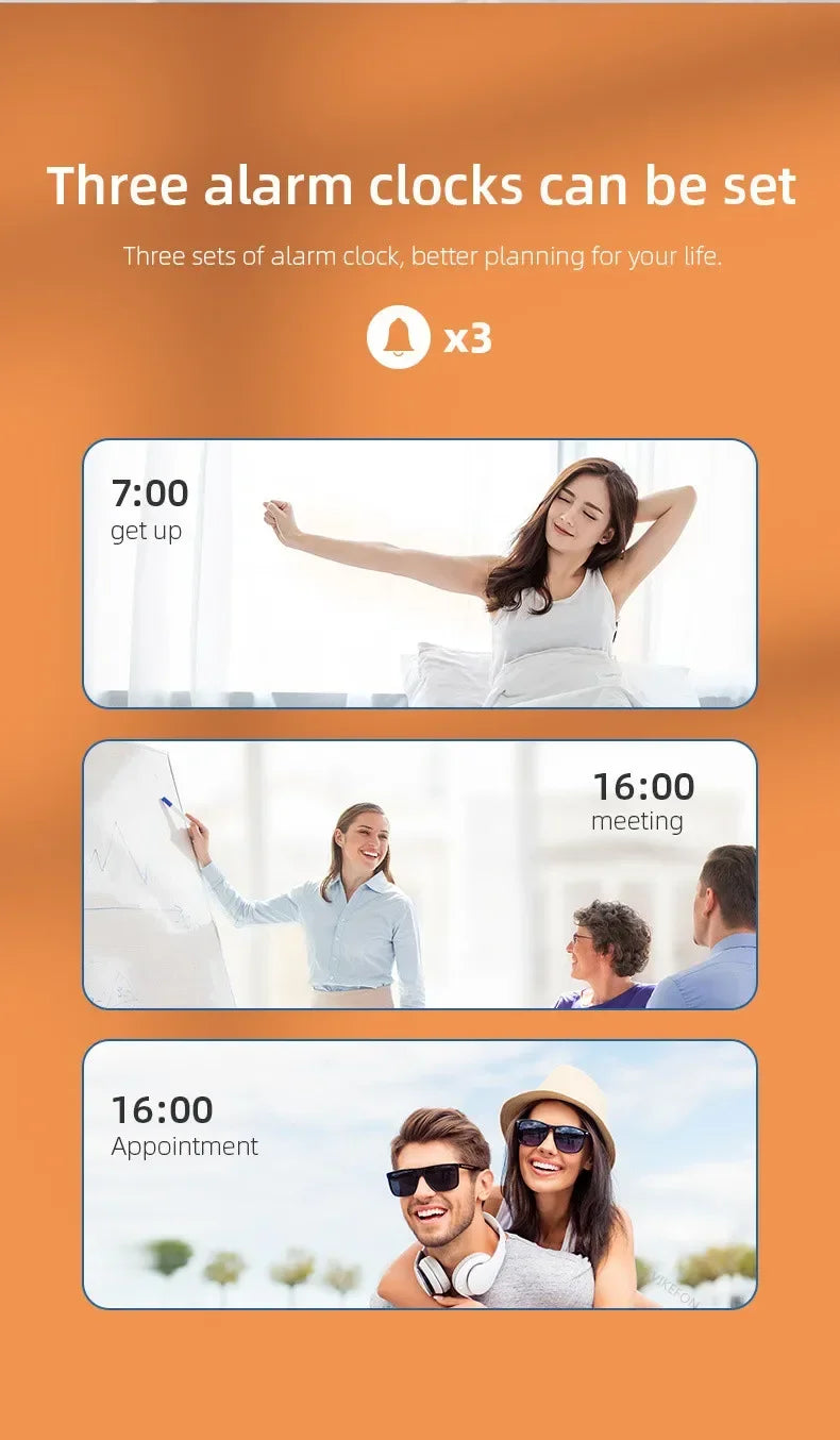 Opansten Wireless Charging Alarm Clock – 5W Qi Charger with Time, Temperature & LED Display