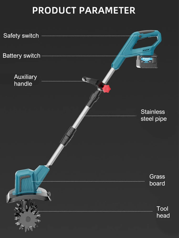 ISFRIDAY Electric Cultivator 21V Cordless Garden Tiller 330RPM For Makita Battery(NO Battery)