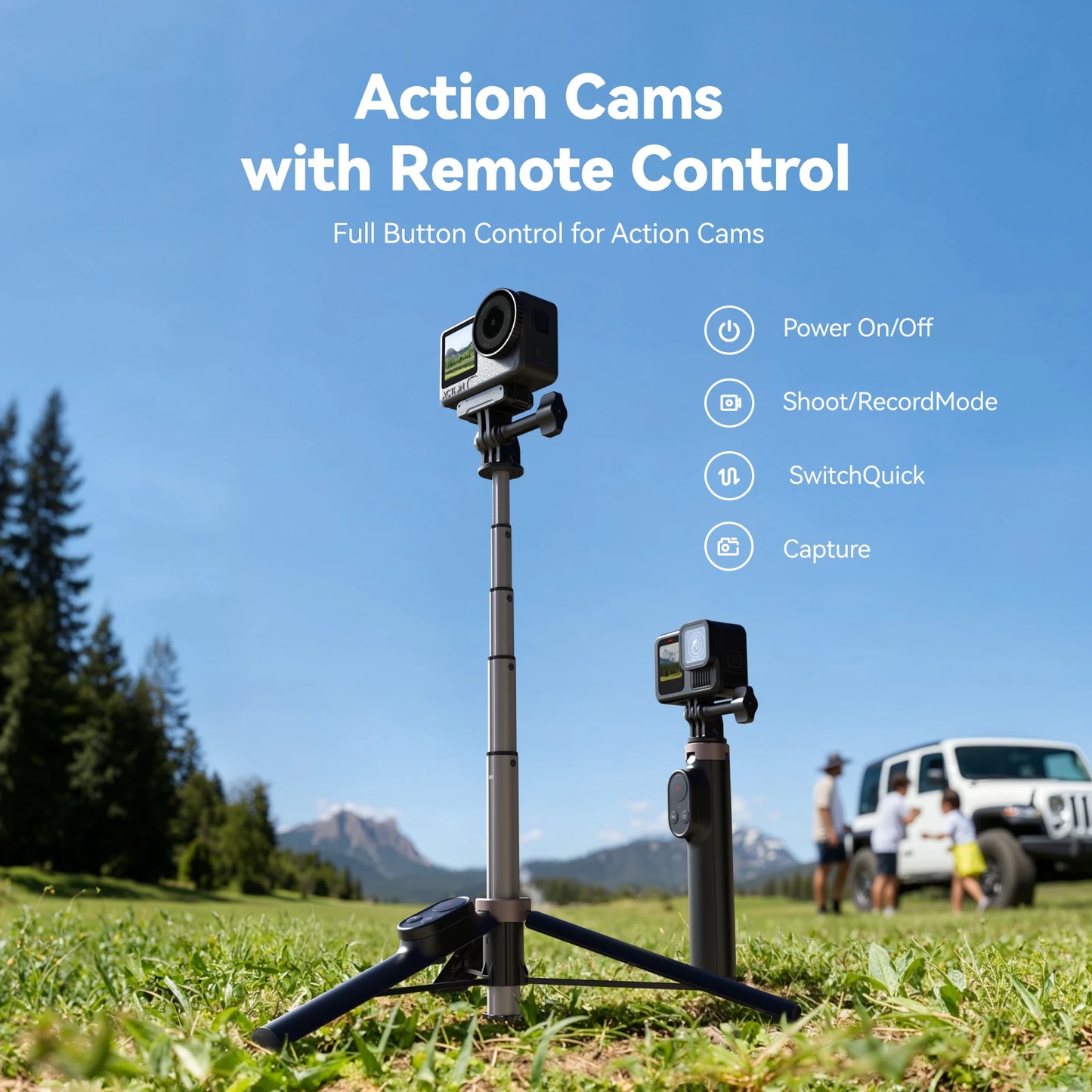 Long-Range 80m Remote Selfie Stick Tripod for Action Cameras & Phones